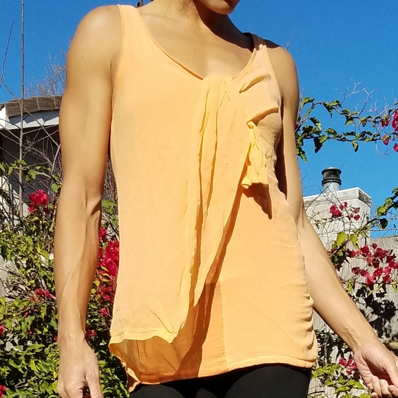 linQ Silk Overlay Tank in Marigold size Small - Picture 2 of 9